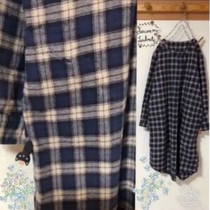 無印良品 MUJI ♯757 ノーカラー タータンチェック ワンピース