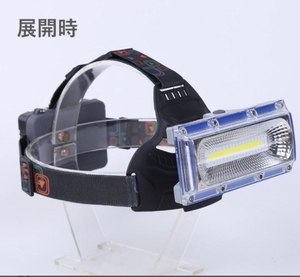 【お得2個セット】『USB充電式』(色:黒)超強力巨大COB LED ヘッドライト ヘッドランプ ヘルメットライト ヘルメットランプ