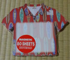 マグネット付きノートパッド・メモパッド（80枚入り）アロハシャツ模様、ハワイ・ホノルルで購入