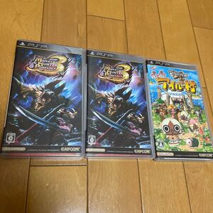 3本セット!【PSP】 モンハン日記 ぽかぽかアイルー村、モンスターハンターポータブル3rd