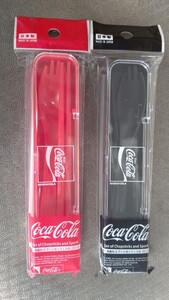 値下げ!ダイソー ☆ コカ・コーラ コラボ商品 箸と先割れスプーン 赤・黒2個セット