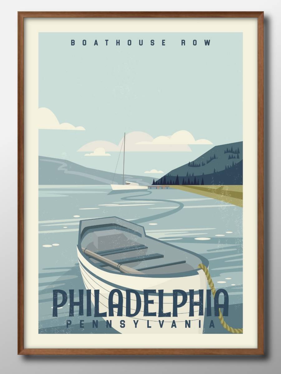 9039■Kostenloser Versand!!A3 Poster Philadelphia Pennsylvania Port Skandinavien/Korea/Malerei/Illustration/Matt, Residenz, Innere, Andere