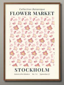 Art hand Auction 8468 ■ Free shipping!! A3 poster FLOWERMARKET Flower Market Nordic/Korean/painting/illustration/matte, Housing, interior, others