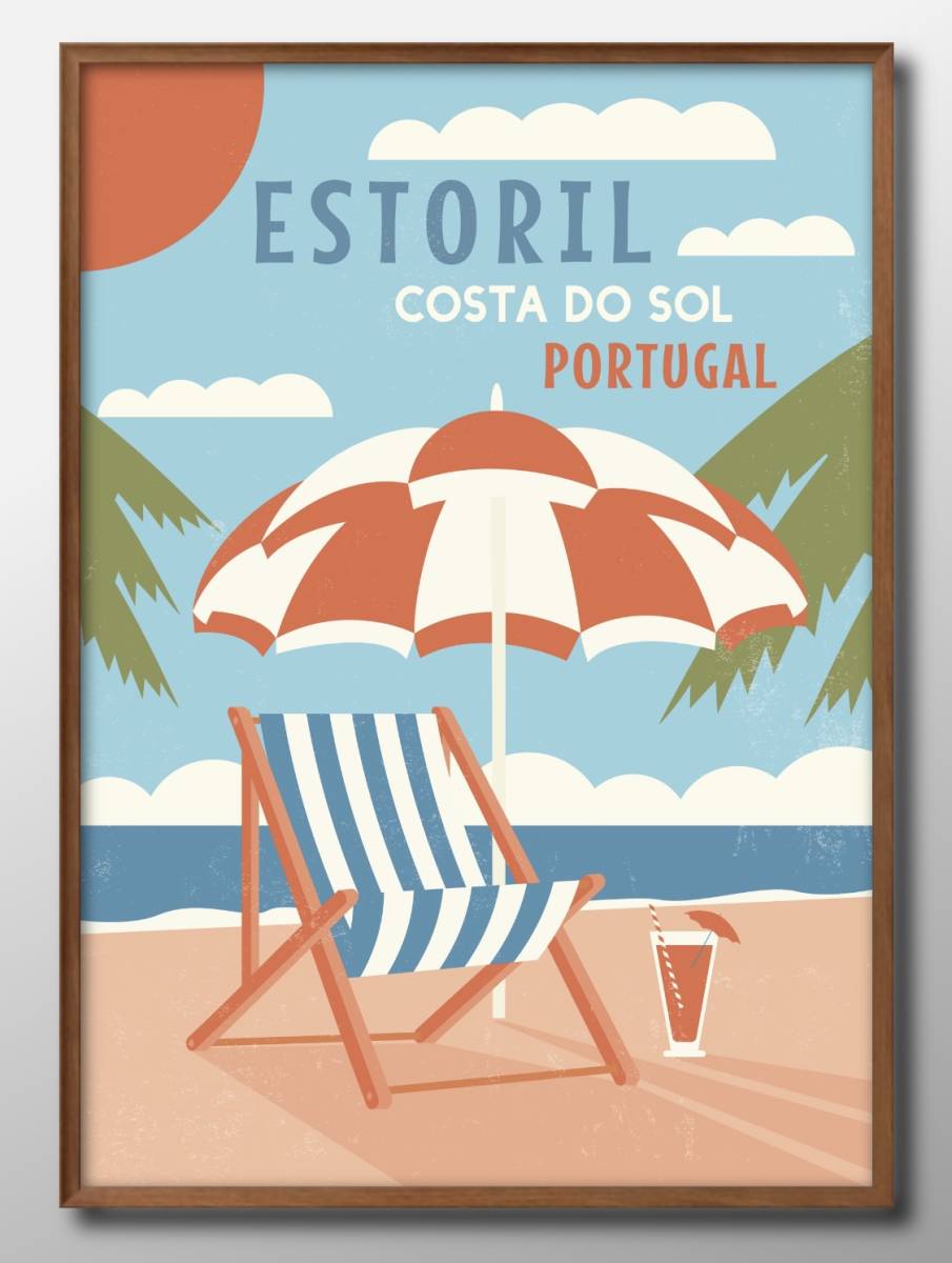 9046■मुफ़्त शिपिंग!! A3 पोस्टर पुर्तगाल एस्टोरिल छुट्टी नॉर्डिक/कोरियाई/पेंटिंग/चित्रण/मैट, आवास, आंतरिक भाग, अन्य