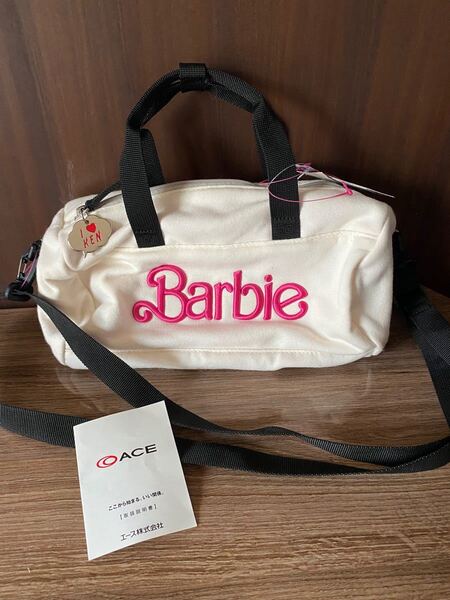 新品バービーミニドラム型ショルダー・ハンド2wayバッグ ホワイト×ピンク 5830円 レディース キッズ 子供 旅行にも
