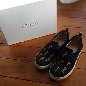 クロエ　chloe kids キッズ　ホース柄スリッポン33