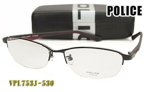 POLICE ポリス メガネ フレーム VPL753J-530 正規品 VPL753J 0530 チタン 眼鏡 伊達眼鏡仕様 UVカットレンズ付き