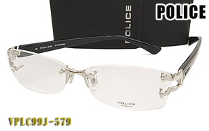 POLICE ポリス メガネ フレーム VPLC99J-579 フチナシ 正規品 VPLC99J 0579 チタン 眼鏡 伊達眼鏡仕様 UVカットレンズ付き