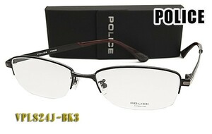 POLICE ポリス メガネ フレーム VPL824J-BK3 正規品 VPL824J 0BK3 チタン 眼鏡 伊達眼鏡仕様 UVカットレンズ付き