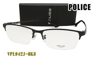 POLICE ポリス メガネ フレーム VPL942J-BK3 正規品 VPL942J 0BK3 チタン 眼鏡 伊達眼鏡仕様 UVカットレンズ付き