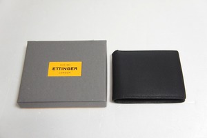 定番 ETTINGER エッティンガー レザー 二つ折り 財布 ウォレット 札入れ ブラック黒523L