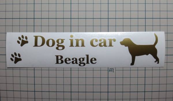 DOG IN CAR(犬が乗ってます)ステッカー ビーグル 横型 01