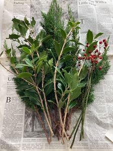 【クリスマス・スワッグ・リースガーランド材料】大キット 生花、切り花、生花アレンジ花束ドライフラワー