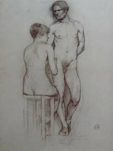 ロートレック、裸体の男女（裸体習作）、希少画集画、状態良好、新品高級額装付、送料無料、洋画 人物 、fan