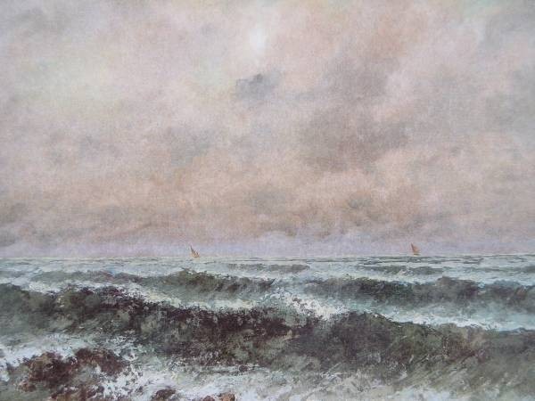 Courbet: Autumn Sea, Catalogue Raisonné, in good condition, with new frame, Ara, Painting, Oil painting, Nature, Landscape painting