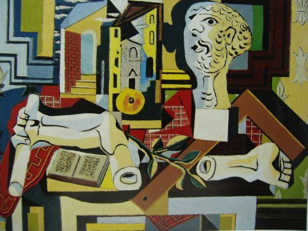 Pablo Picasso Atelier mit Gipsstatuen, Aus einem seltenen Kunstbuch, Guter Zustand, Brandneu, hochwertig gerahmt, Gemälde versandkostenfrei, Malerei, Ölgemälde, Abstraktes Gemälde