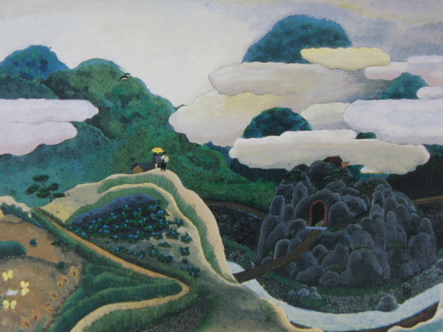 Ryuji Fujita, [Enfin, nous sommes venus à cet endroit], Extrait d'un rare livre d'art encadré, Tout neuf avec cadre, Bonne condition, frais de port inclus, peintre japonais, coco, peinture, peinture à l'huile, Nature, Peinture de paysage