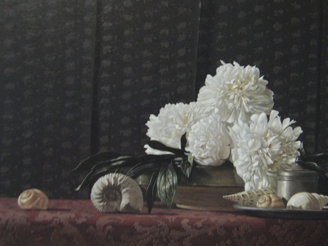 Toshiro Aoki, [Nature morte aux pivoines et coquillages], Extrait d'un rare livre d'art encadré, Tout neuf avec cadre, Bonne condition, frais de port inclus, peintre japonais, coco, peinture, peinture à l'huile, peinture nature morte