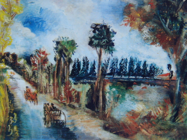 Jean Dufy, ジャンデュフィ, Paysage a Preuilly sur Claisse, 海外オークション超希少レゾネ, 非売品, 新品額付 送料無料, coco, 絵画, 油彩, 自然, 風景画