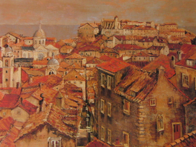 Akira Yamamoto, [Dubrovnik (Yougoslavie)], Extrait d'un rare livre d'art encadré, Tout neuf avec cadre, Bonne condition, frais de port inclus, Peintre japonaise, coco, peinture, peinture à l'huile, Nature, Peinture de paysage