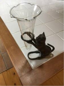  Europe Wo antique France brass cat vase one wheel ..