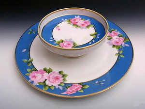  two step piling rose . party plate * Old Noritake 