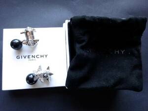 ● GIVENCHY ジバンシー マグネット ピアス イヤリング 星 ラインストーン 黒 ブラック スワロフスキー シルバー 新品 ユニセックス 丸