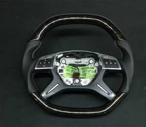 ベンツ♪Steering/『④G350等/W463 GL350W166X166/ML/黒ポプラ/GunGrip/パドル付/上下D型