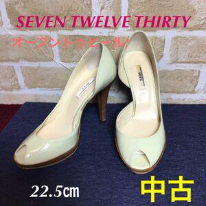 [ selling out! free shipping!]A-161 seven tu L bsa-ti! 35 22.5.! open tu pumps! heel approximately 9.5.! used!