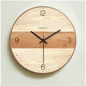 シンプルな木製の壁時計 寝室 壁アート装飾ビッグ壁時計木製北欧スタイル時計【12インチ】