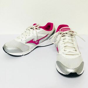 M457＊美品＊ MIZUNO ミズノ ランニングシューズ 24.5cm ホワイト ピンク スポーツ ジョギング トレーニング ジム シューズ
