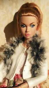 10周年 記念セール【ramodoll】ブラックミックス　マフラー　ドール用　ハンドメイド　ファー　ケープ　ブライス　リカちゃん　Barbie