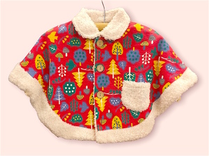 * protection against cold thing * new goods tag attaching Kids Zoo kid's zoo* reverse side boa warm mantle cape coat * forest. pattern * baby ..70-80cm half year -1 -years old standard Y4290