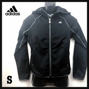 即決★adidas★アディダス★レディース★S★ナイロンジャケット★ジップアップ★パーカー★ウィンドブレーカー★CLIMACOOL★黒★ブラック★