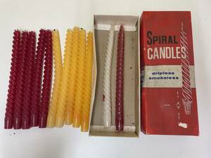 *19 SPIRAL CANDLES candle low sok red yellow color white white red yellow used 10ps.@ new goods 2 ps *