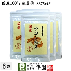 健康食品 国産100% 無農薬 ウコン 粉末 30g×6袋セット パウダー 秋ウコン 山梨県産 ノンカフェイン 送料無料