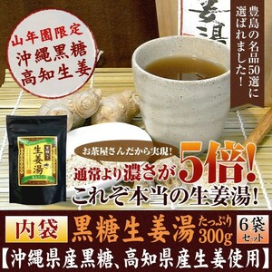 健康茶 黒糖生姜湯 300g×6袋セット 自宅用 高知県産生姜 国産 送料無料