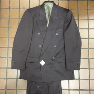  new goods unused tag attaching super-discount double-breasted suit setup size S raisin color made in Japan wool 100% lustre cloth rare . rice field ..