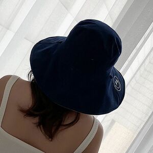 6051B【カラー：青】スマイルニコちゃん　紐付きハット　帽子　UVカット