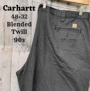 90sカーハートCarharttチノパン48×32ツイルTwillグレー灰色古着