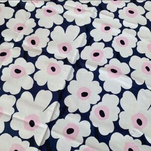 レア★新品 marimekko はぎれ 生地 ミニウニッコ フィンエアー限定 mini unikko 花柄 ネイビー 薄ピンク 黒