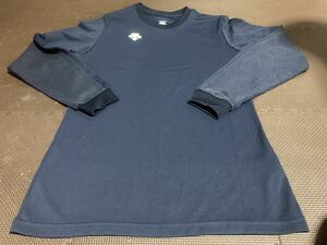  beautiful goods Descente dark blue, Logo white stretch tops size S