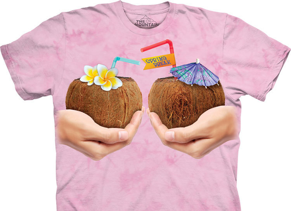 THE MOUNTAIN ココナッツジュース US Sサイズ 半袖 Tシャツ USA輸入【新品】3Dイラスト バカンス 南国リゾート Spring Break Coconut