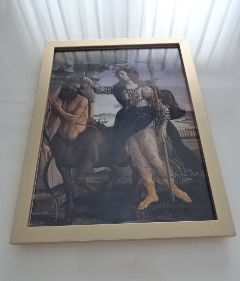 Cadre d'art § Cadre A4 (en option) avec poster photo § Sandro Botticelli § Pallas et le Centaure § Peinture, style antique, Botticelli, meubles, intérieur, accessoires d'intérieur, autres