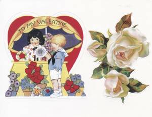 ▽▼74105▼▽＜LE*ヴィンテージステッカー＞VALENTINE＊HEARTS & FLOWERS