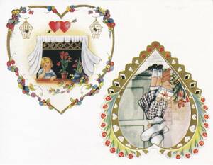 ▽▼74115▼▽＜LE*ヴィンテージステッカー＞VALENTINE＊HEARTS & FLOWERS