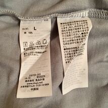 無印良品　MUJI Labo　Ｕネック七分袖Ｔシャツ　オーガニックコットン細番手天竺　ライトブルー_画像8