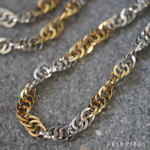  beautiful goods K18 YG Pt 850 combination design chain necklace 20.5g lady's men's Vintage accessory gold Gold platinum 