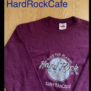 HardRockCafe ハードロックカフェ スウェット トレーナー 紫 パープル 刺繍