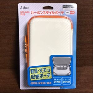 New2DSLL New3DSLL カーボンスタイルポーチ オレンジ ホワイト 任天堂 ニンテンドー